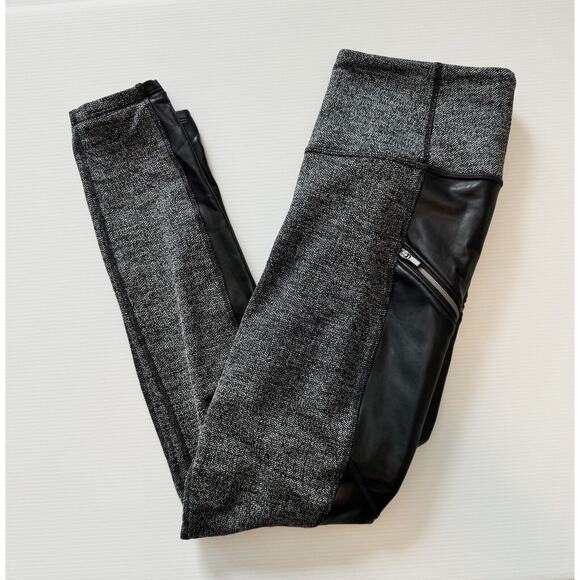 Athleta Metro Drifter Leggings Size S Luxe Herringbone Faux Leather High-Rise - Picture 2 of 11